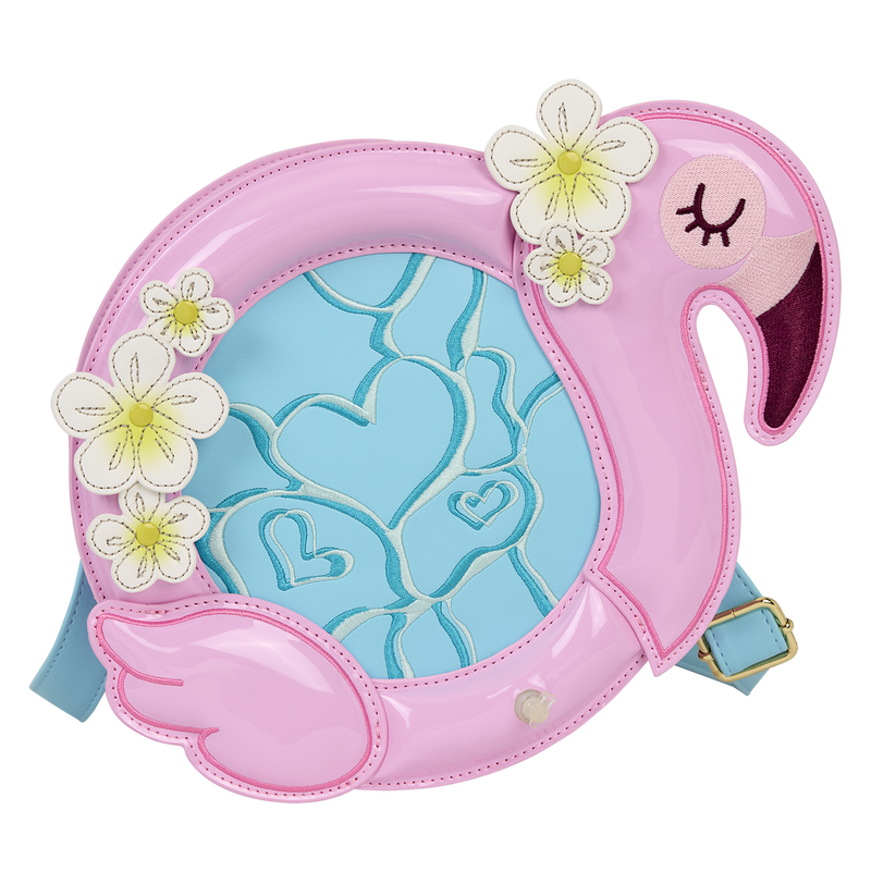 Loungefly Flamingo Pool Float Figural Crossbody Bag with Coin Bag