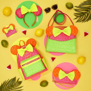 Minnie Mouse Exclusive Color Block Neon Sequin Zip Around Wristlet Wallet