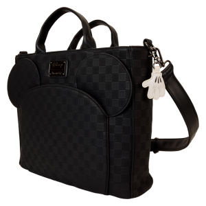 Mickey Mouse Checkered Texture Convertible Backpack & Tote Crossbody Bag